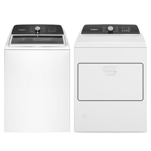 Whirlpool 5.2 Cu. Ft. HE Top Load Washer & 7.0 Cu. Ft. Gas Dryer - White