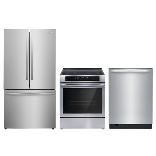 Frigidaire 36" 28.8 Cu. Ft. French Door Refrigerator; Induction Range; Dishwasher - Stainless Steel