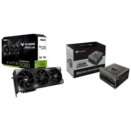 ASUS TUF Gaming GeForce RTX 5080 OC Edition 16GB GDDR7 Video Card with 850-Watt ATX Modular Power Supply
