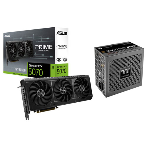 ASUS Prime GeForce RTX 5070 OC 12GB GDDR7 Video Card with 850-Watt ATX3.1 Semi-Modular Power Supply