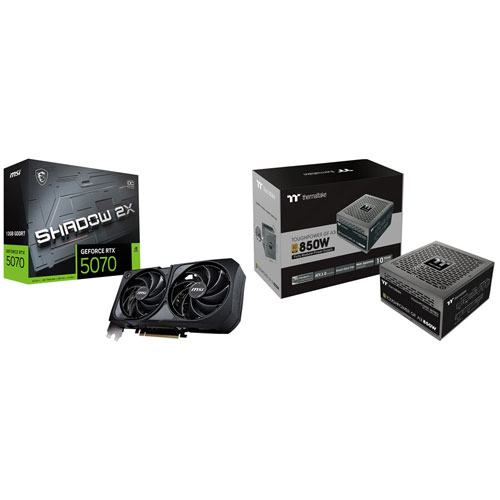 MSI GeForce RTX 5070 Shadow 2X OC 12GB GDDR7 Video Card with 850-Watt ATX Modular Power Supply
