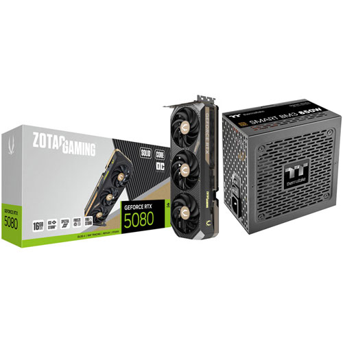 ZOTAC GeForce RTX 5080 Solid Core OC 16GB GDDR7 Video Card w/ 850-Watt ATX3.1 Semi-Modular Power Supply