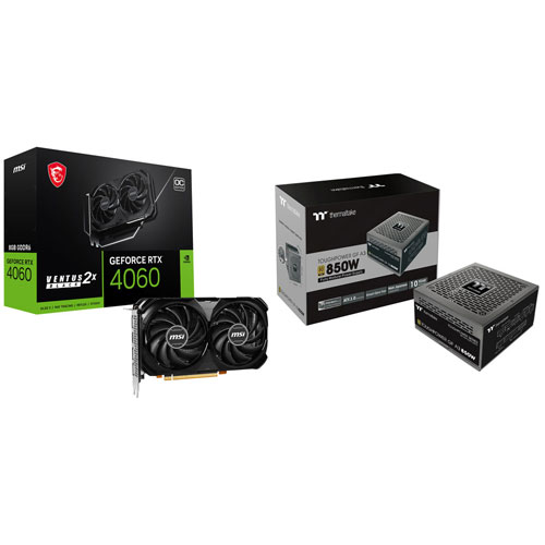 MSI GeForce RTX 4060 VENTUS 2X 8GB GDDR6 Video Card with 850-Watt ATX Modular Power Supply