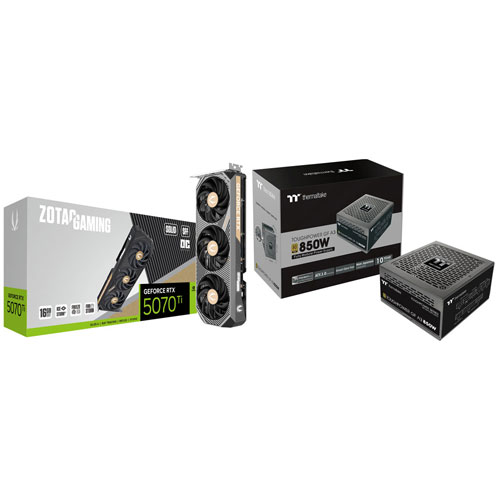 ZOTAC Gaming GeForce RTX 5070 Ti Solid SFF OC 16GB GDDR7 Video Card with 850-Watt ATX Modular Power Supply