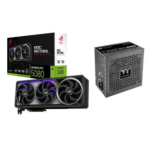 ASUS ROG Astral GeForce RTX 5080 16GB Video Card with 850-Watt ATX3.1 Semi-Modular Power Supply