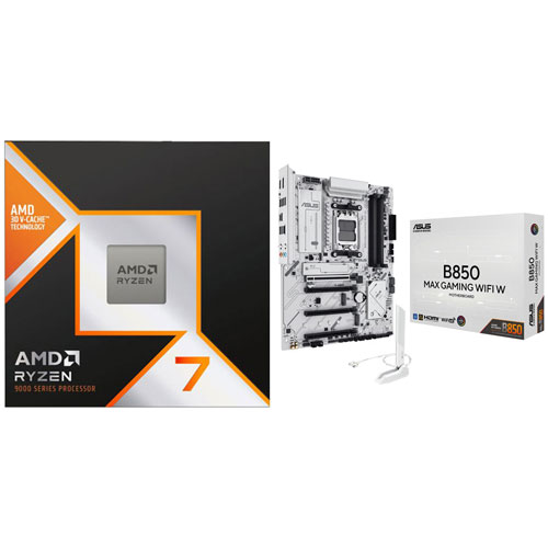 AMD Ryzen 7 9800X3D 8-Core 5.2GHz AM5 Processor & ASUS B850 Max Gaming WIFI W ATX AM5 Motherboard