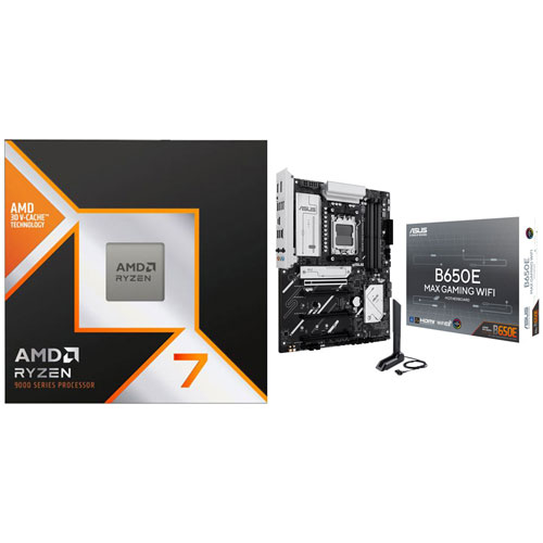 AMD Ryzen 7 9800X3D 8-Core 5.2GHz AM5 Processor & Asus B650E MAX Gaming Wi-Fi 6E AM5 DDR5 Motherboard