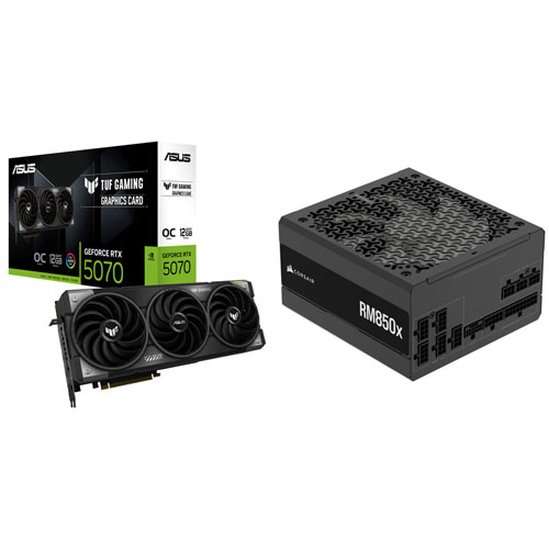 ASUS TUF Gaming GeForce RTX 5070 OC 12GB GDDR7 Video Card & Corsair RMx 850-Watt ATX Power Supply