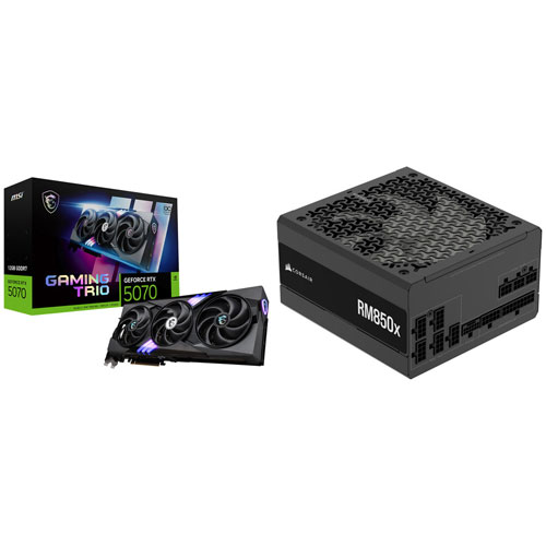MSI GeForce RTX 5070 Gaming Trio OC 12GB GDDR7 Video Card & Corsair RMx 850-Watt ATX Power Supply