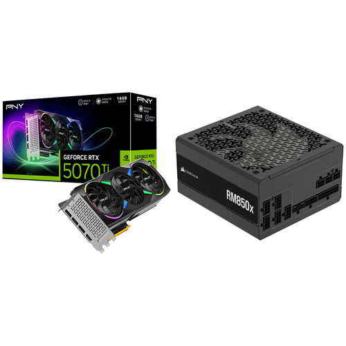 PNY GeForce RTX 5070 Ti ARGB Epic-X RGB OC Triple-Fan 16GB GDDR7 Video Card & 850-Watt Power Supply