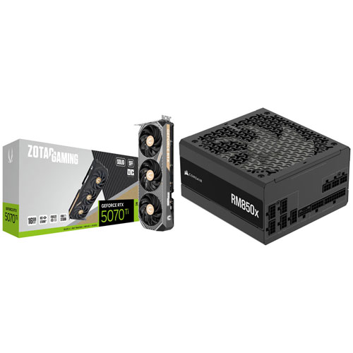 ZOTAC Gaming GeForce RTX 5070 Ti Solid SFF OC 16GB GDDR7 Video Card & Corsair 850-Watt Power Supply