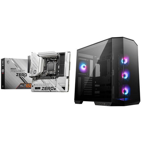 MSI B650M Project Zero Micro-ATX AM5 Motherboard with Pano 100R PZ Mid-Tower ATX Computer Case