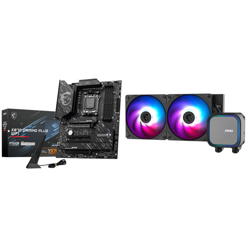 MSI X870 Gaming Plus Wi-Fi 7 ATX AM5 Motherboard with CoreLiquid ARGB Liquid CPU Cooling System - Black