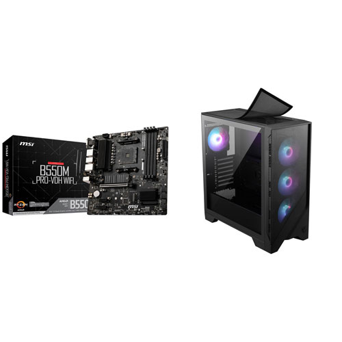MSI B550M PRO-VDH WIFI Micro-ATX LGA AM4 DDR4 Motherboard with MAG Forge 321R Airflow ATX Computer Case