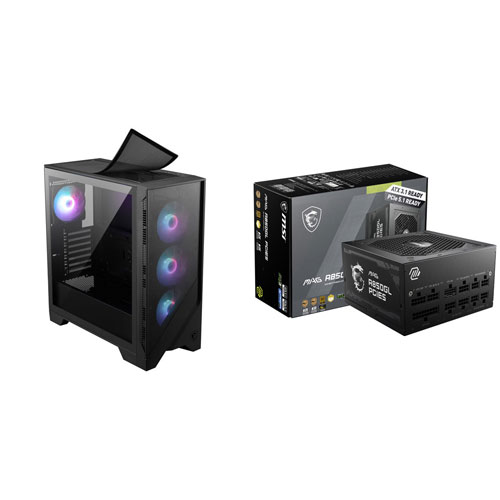 MSI MAG Forge 321R Airflow ATX Computer Case with A850GL 850W Fully Modular ATX 3.0 Power Supply