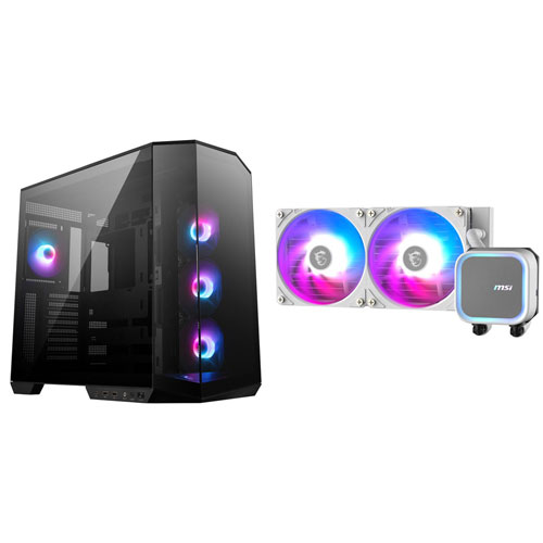 MSI MAG Pano 100R PZ Mid-Tower ATX Computer Case with CoreLiquid Liquid CPU Cooling System - Black/White