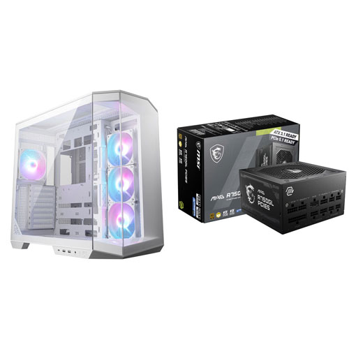MSI MAG Pano 100R PZ Mid-Tower ATX Computer Case with 750W Fully Modular ATX 3.0 Power Supply - White
