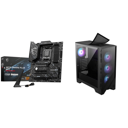 MSI X870 Gaming Plus Wi-Fi 7 ATX AM5 Motherboard with MSI MAG Forge 321R Airflow ATX Computer Case