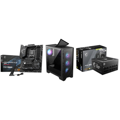 MSI X870 Gaming Plus Wi-Fi 7 ATX AM5 Motherboard with Forge 321R Airflow ATX Computer Case & 850W Power Supply