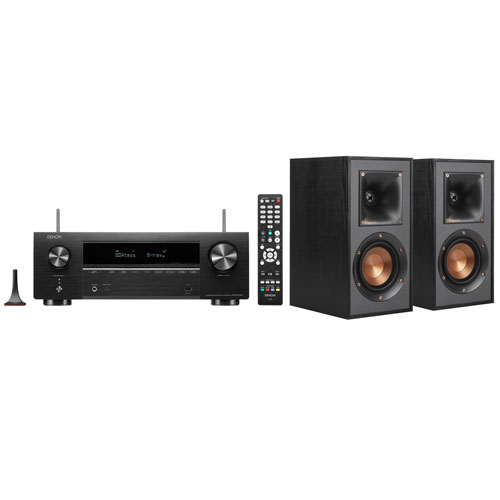 Denon AVR-X1700H 7.2 Channel 4K UHD Network AV Receiver w/ Klipsch 50-Watt Bookshelf Speakers - Pair