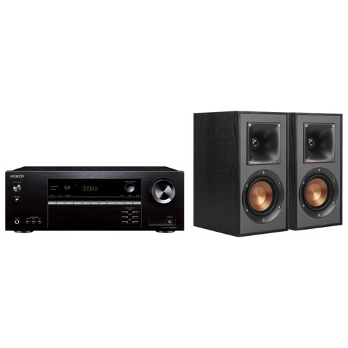Onkyo TX-NR5100 7.2 Channel 8K UHD Network AV Receiver w/ Klipsch R41M 50-Watt Bookshelf Speaker - Pair - Black
