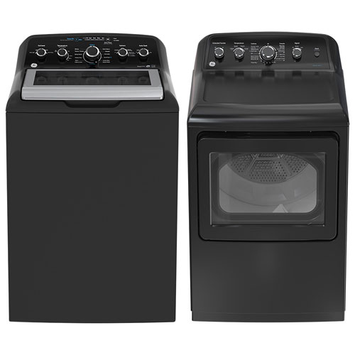 GE 4.9 Cu. Ft. Top Load Washer & 7.2 Cu. Ft. Electric Dryer - Diamond Grey