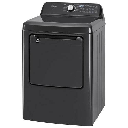 Midea 5.2 Cu. Ft. Top Load Agitator Washer & 7.0 Cu. Ft. Electric Dryer - Matte Black Stainless Steel/Metallic Grey