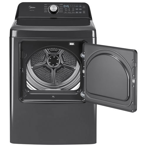 Midea 5.2 Cu. Ft. Top Load Agitator Washer & 7.0 Cu. Ft. Electric Dryer - Matte Black Stainless Steel/Metallic Grey