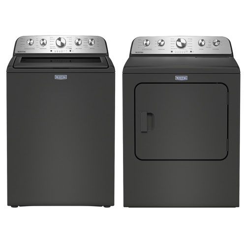 Laveuse à chargement par le haut HE 5,5 pi³ et sécheuse électrique à vapeur 7 pi³ Pet Pro de Maytag - Noir volcan