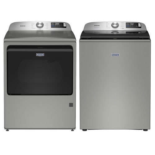Maytag 6.0 Cu. Ft. High Efficiency Top Load Washer & 7.4 Cu. Ft. Gas Dryer - Classic Silver