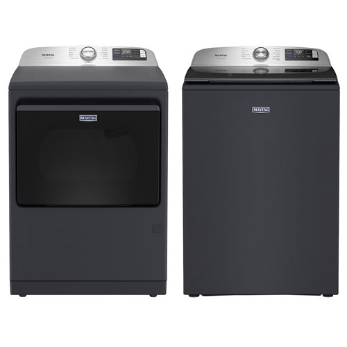 Laveuse à chargement par le haut HE 6 pi³ et sécheuse à gaz à vapeur 7,4 pi³ Pet Pro de Maytag - Acier de minuit