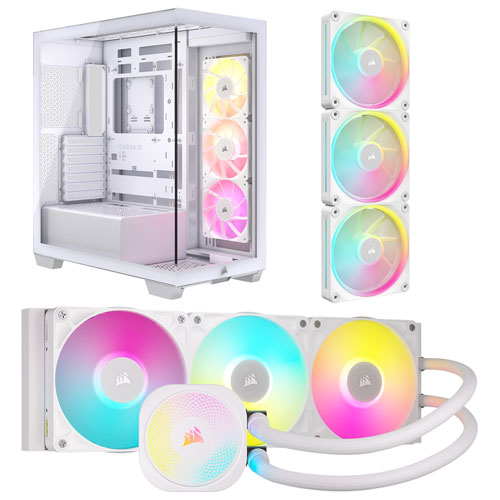 Système de refroidissement liquide pour processeur iCUE LINK Titan RX RVB 360 mm de Corsair avec trousse de départ à trois ventilateurs et tour