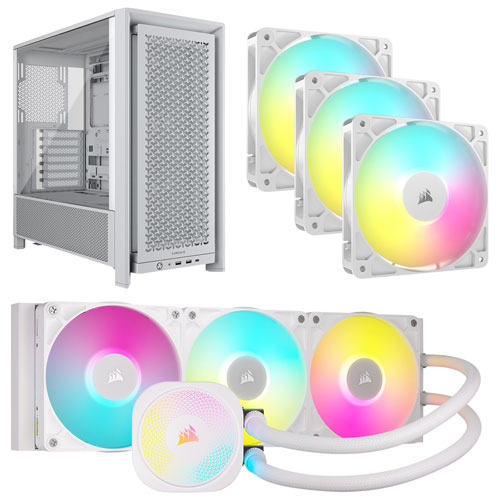 Système de refroidissement liquide pour processeur iCUE LINK Titan RX RVB 360 mm de Corsair avec trois ventilateurs et tour d'ordinateur ATX ARGB -