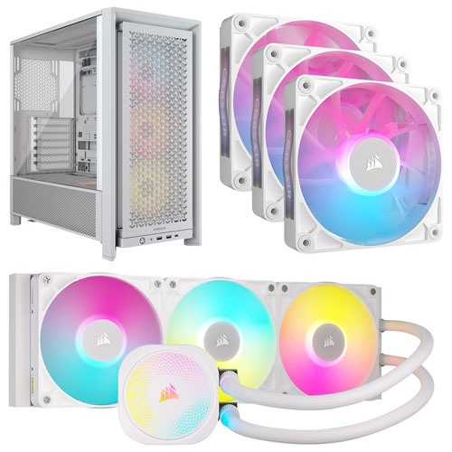 Système de refroidissement liquide pour processeur iCUE LINK Titan RX RGB 360 mm de Corsair avec trois ventilateurs PWM et tour d'ordinateur ATX ARGB