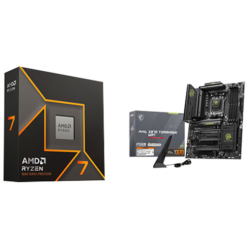 Processeur octocoeur 5,5 GHz Ryzen 7 9700X AM5 d'AMD et carte mère DDR5 AM5 Wi-Fi 7 ATX X870 de MSI