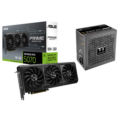 ASUS Prime GeForce RTX 5070 12GB GDDR7 Video Card with 850W ATX3.1 Semi-Modular Power Supply