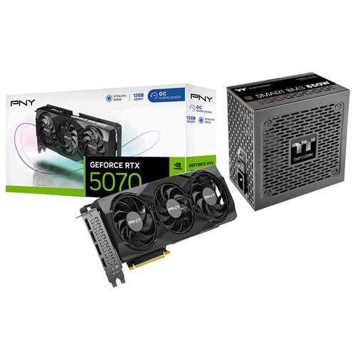 PNY GeForce RTX 5070 OC 12GB GDDR7 Video Card with 850W ATX3.1 Semi-Modular Power Supply