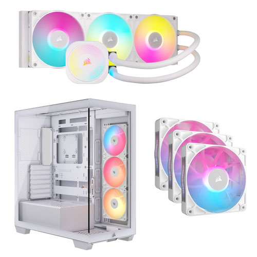 Système de refroidissement liquide pour processeur iCUE LINK Titan RX RGB 360 mm de Corsair avec tour ATX et 3 ventilateurs à modulation d'impulsion
