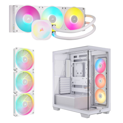 Système de refroidissement liquide pour processeur iCUE LINK Titan RX RVB 360 mm de Corsair avec trois ventilateurs à modulation d'impulsion 120 mm