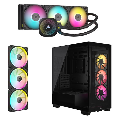 Système de refroidissement liquide pour processeur iCUE LINK Titan RX RVB 360 mm de Corsair avec trois ventilateurs à modulation d'impulsion 120 mm
