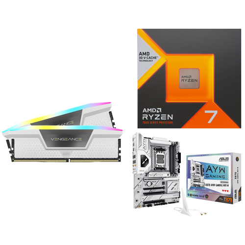 Corsair Vengeance RGB 64GB DDR5 6000MHz Desktop Memory w/ ASUS X870 AYW Gaming Motherboard & AMD Ryzen 7 7800X3D Processor