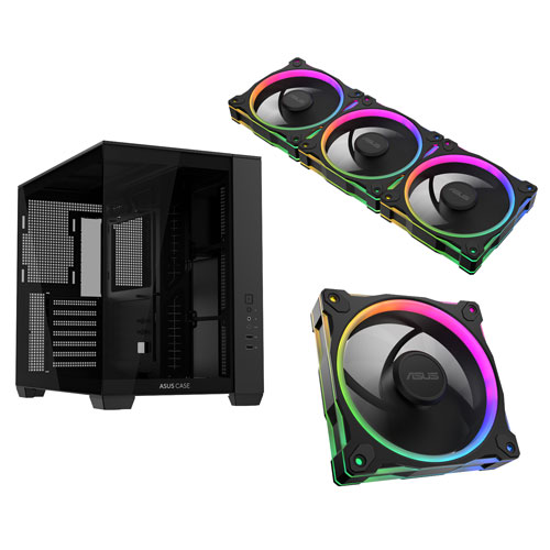 Tour d'ordinateur de jeu ATX A32 d'ASUS avec 3 ventilateurs de processeur ARGB 120 mm Prime MR120 et ventilateur de processeur ARGB 120 mm